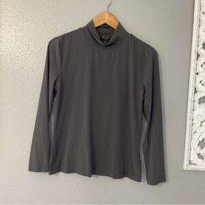 St. John Womens Long Sleeve Lightweight Mock Neck Shirt Medium Gray